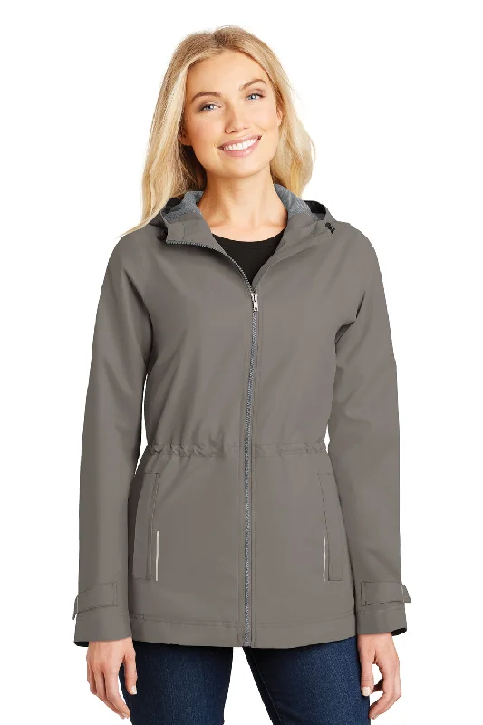 Port Authority Womens Northwest Slicker Waterproof Full Zip Hooded Jacket - Northern Grey