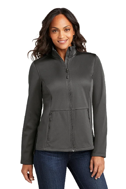 Port Authority Womens Water Resistant Flexshell Full Zip Jacket - Steel Grey - New