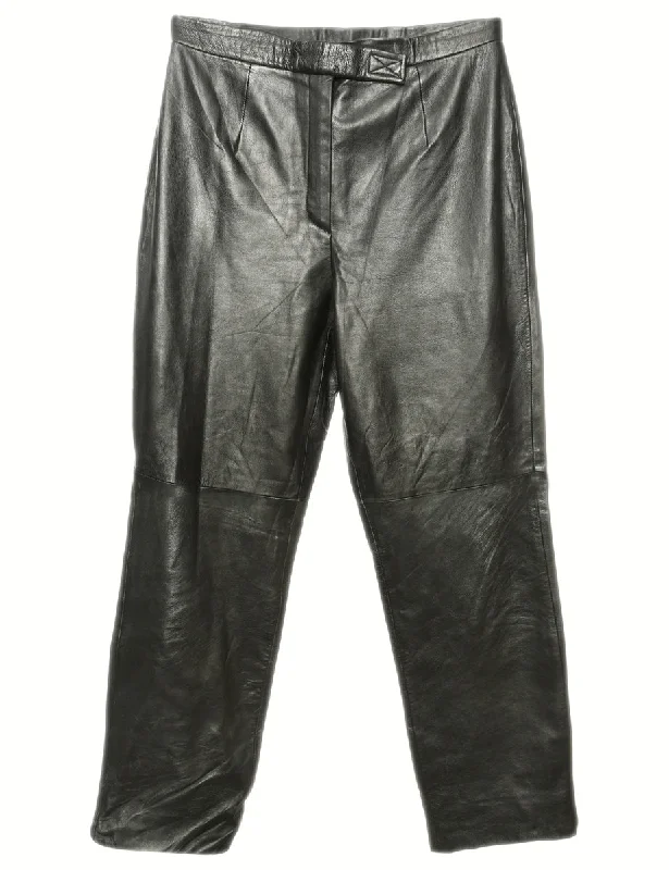 Black Leather Trousers - W32 L31