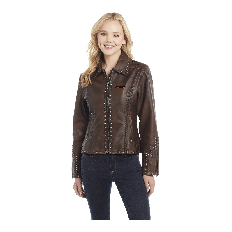 Ladies Hand Laced Leather Studded Jacket