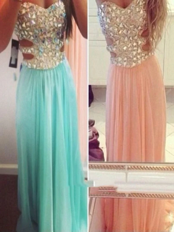 Custom Made A Line Sweetheart Neck Long Pink/Blue Prom Dress, Formal Dress, Evening Dress