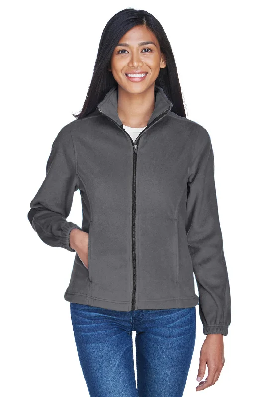 UltraClub Womens Iceberg Pill Resistant Fleece Full Zip Jacket - Charcoal Grey