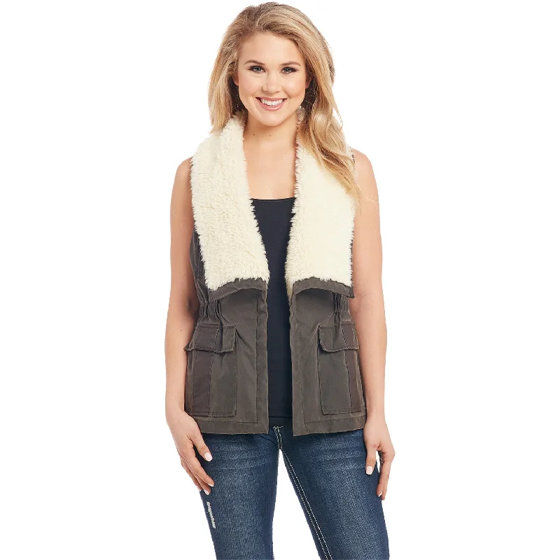 Ladies Cotton Vest with Faux Fur Lapels