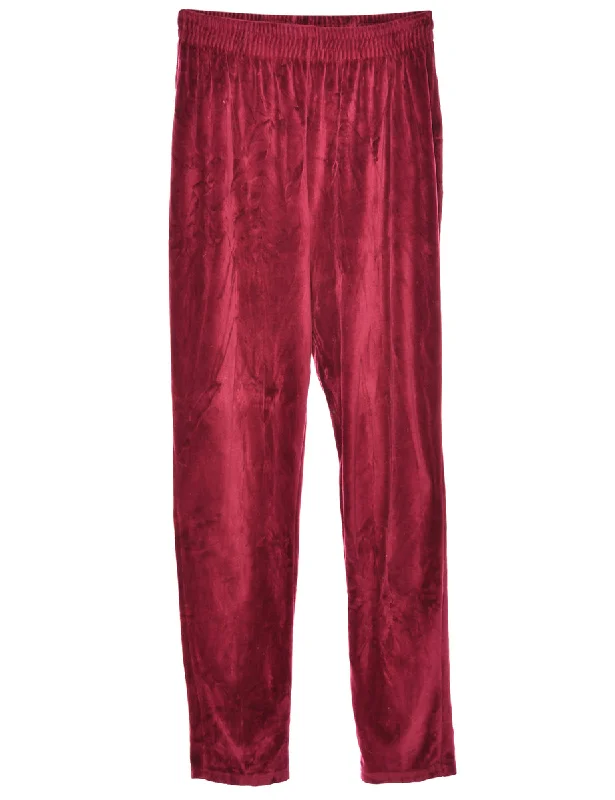 Velvet Fabric Maroon Trousers - W28 L33