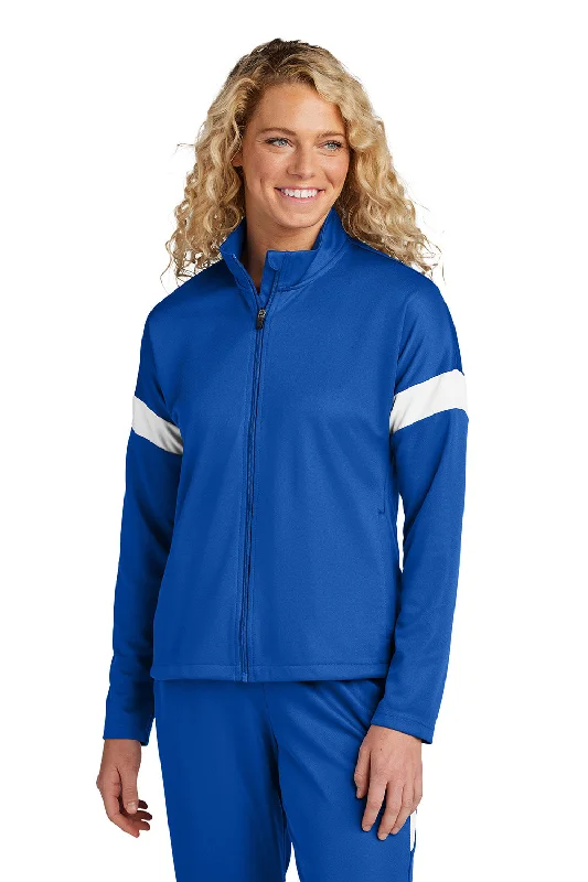 Sport-Tek Womens Moisture Wicking Travel Full Zip Jacket - True Royal Blue/White - New