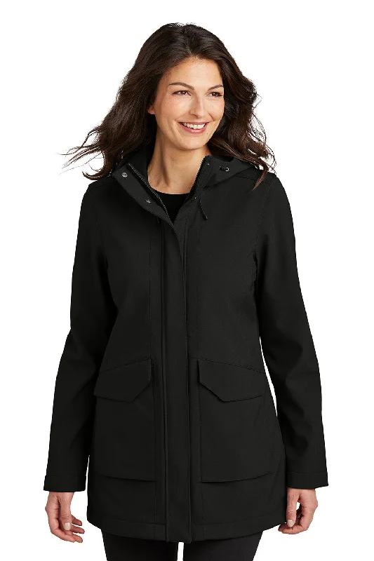 Port Authority Womens Collective Outer Water Resistant Soft Shell Full Zip Hooded Parka - Deep Black - New