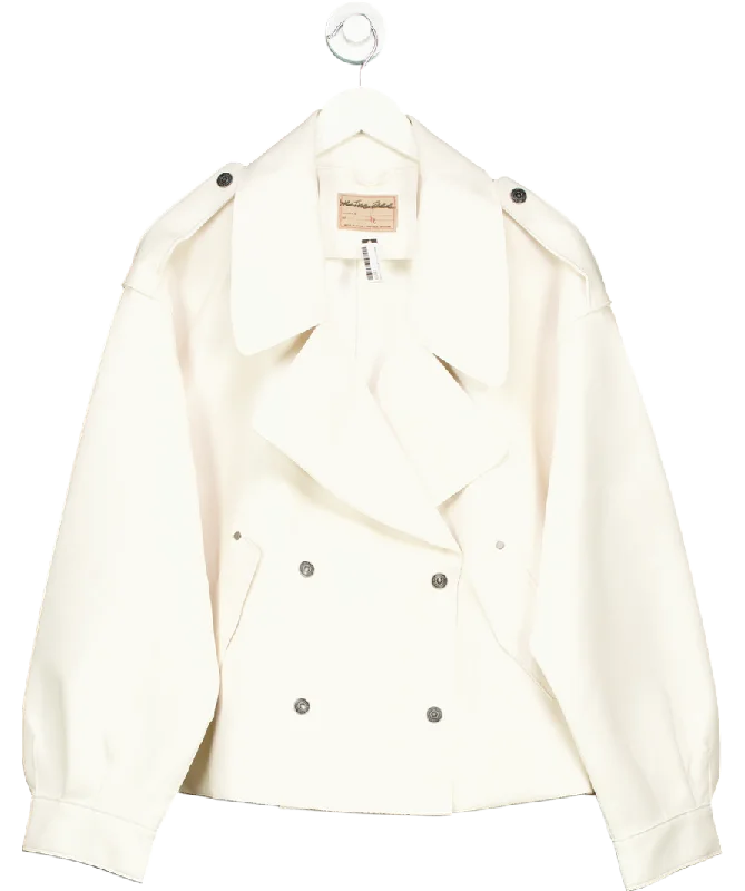 Free People White We The Free - Alexis Vegan Leather Jacket UK XL