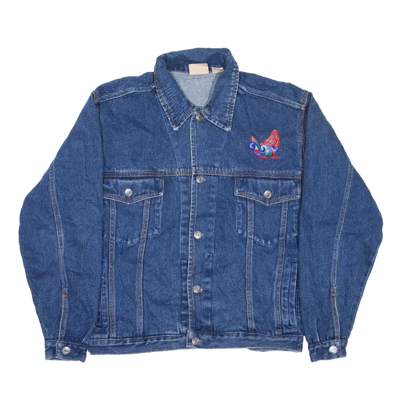 MOST WANTED Embroidered Relaxed Fit Denim Jacket Blue 90s Womens S