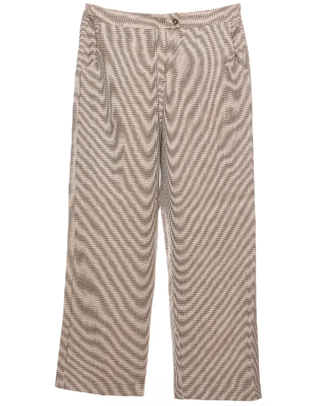 Dogtooth Light Brown & Off-White Trousers - W32 L31