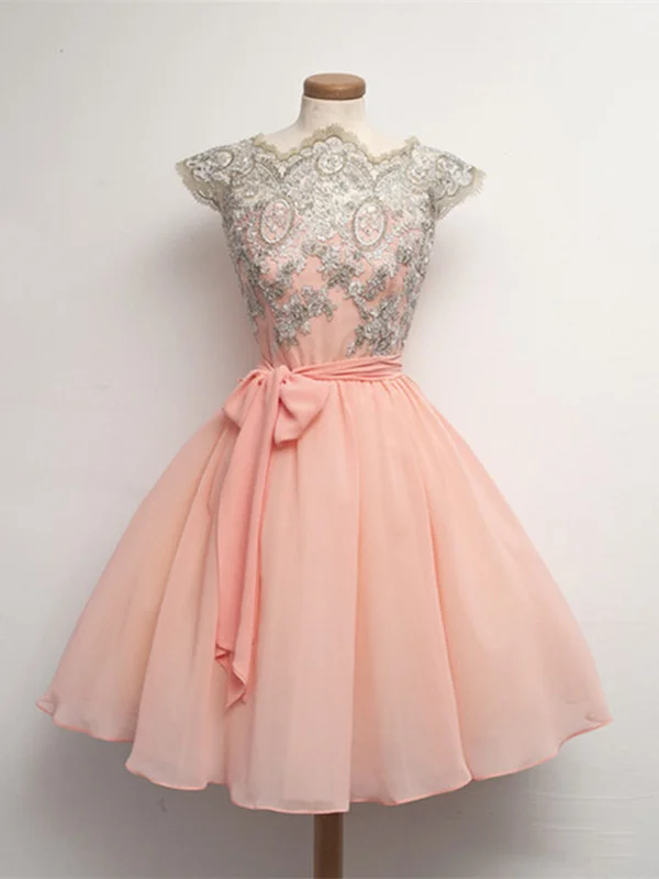 Custom Made Pink Lace Prom Dresses, Short Pink Dresses For Prom, Homecoming Dresses