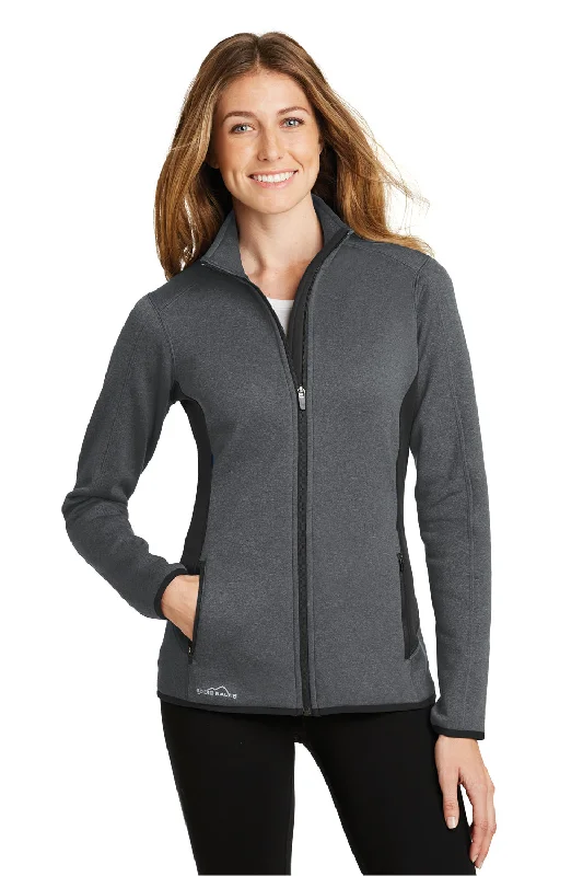 Eddie Bauer Womens Full Zip Fleece Jacket - Heather Dark Charcoal Grey