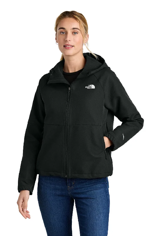 The North Face Womens Barr Lake Water Resistant Soft Shell Full Zip Hooded Jacket - Heather Black - New