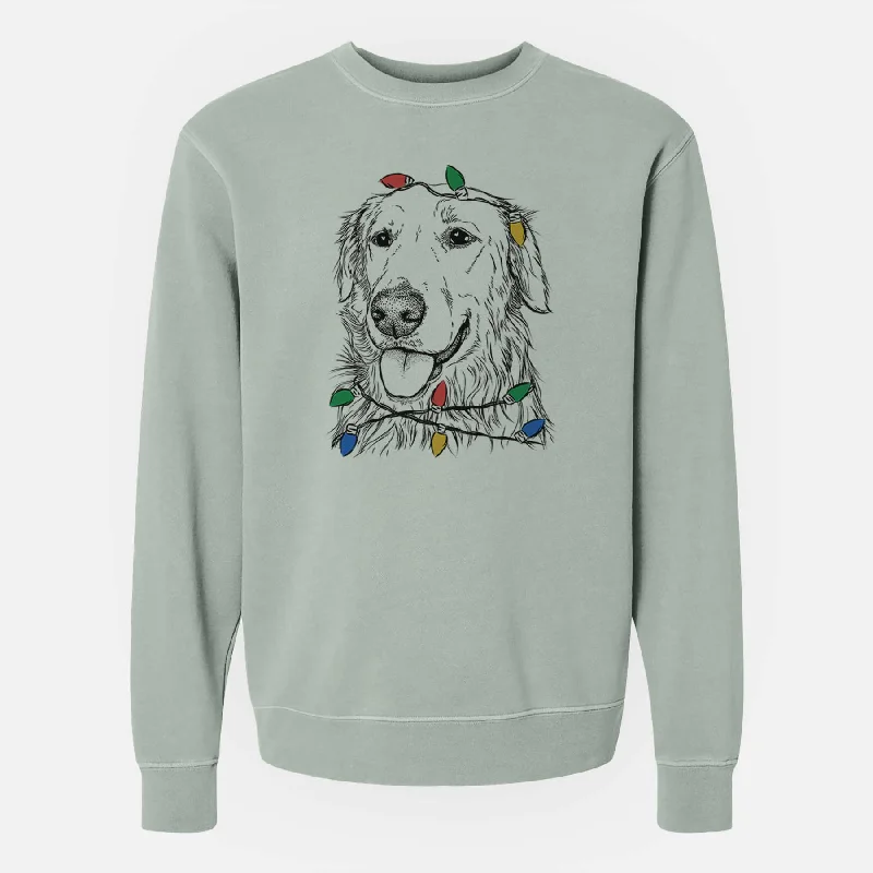 Christmas Lights Hopper the Golden Retriever - Unisex Pigment Dyed Crew Sweatshirt