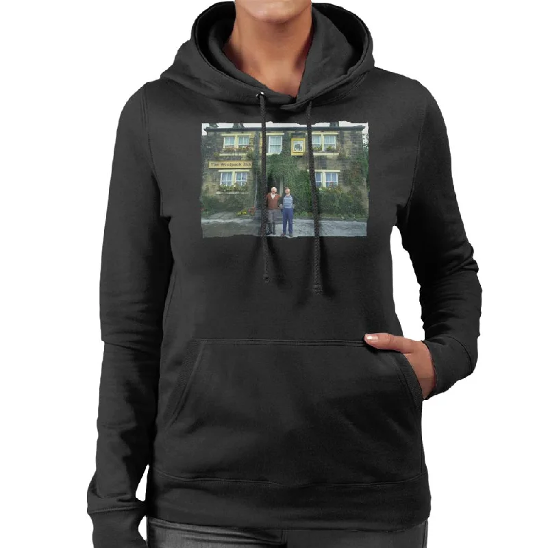 TV Times Amos Brealy And Henry Wilks Outside The Woolpack Emmerdale Women's Hooded Sweatshirt