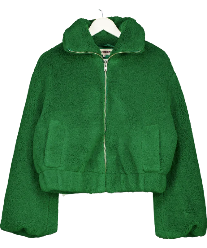 Free People Green Get Cozy Teddy Jacket UK XS