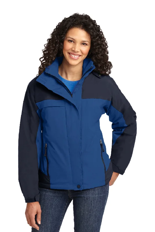 Port Authority Womens Nootka Waterproof Full Zip Hooded Jacket - Regatta Blue/Navy Blue