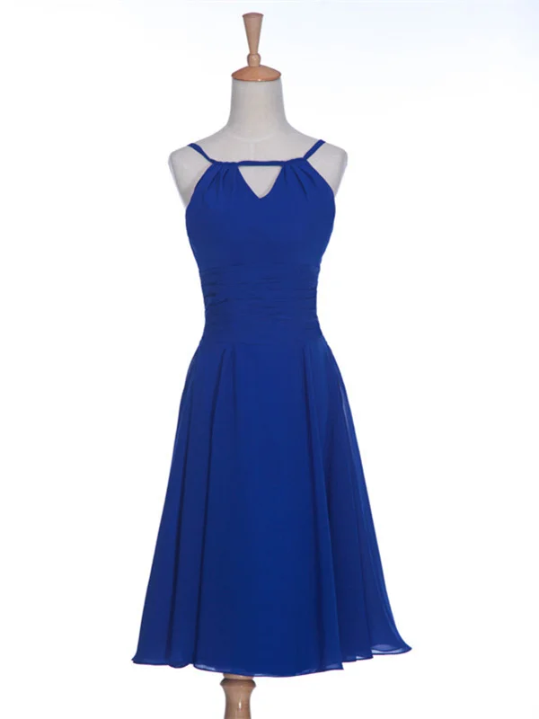 Round Neck Short Blue Prom Dresses, Short Bridesmaid Dresses, Homecoming Dresses