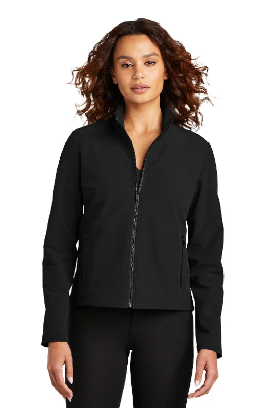 Mercer+Mettle Womens Water Resistant Soft Shell Full Zip Jacket - Deep Black - New