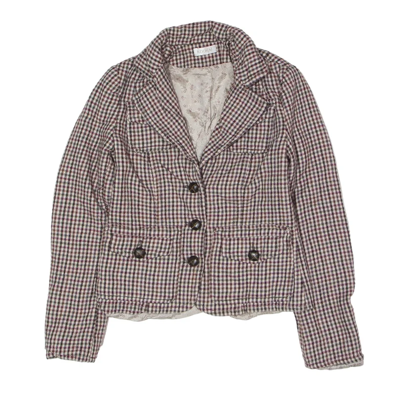 KOOKAI Blazer Jacket Brown Wool 90s Gingham Womens S