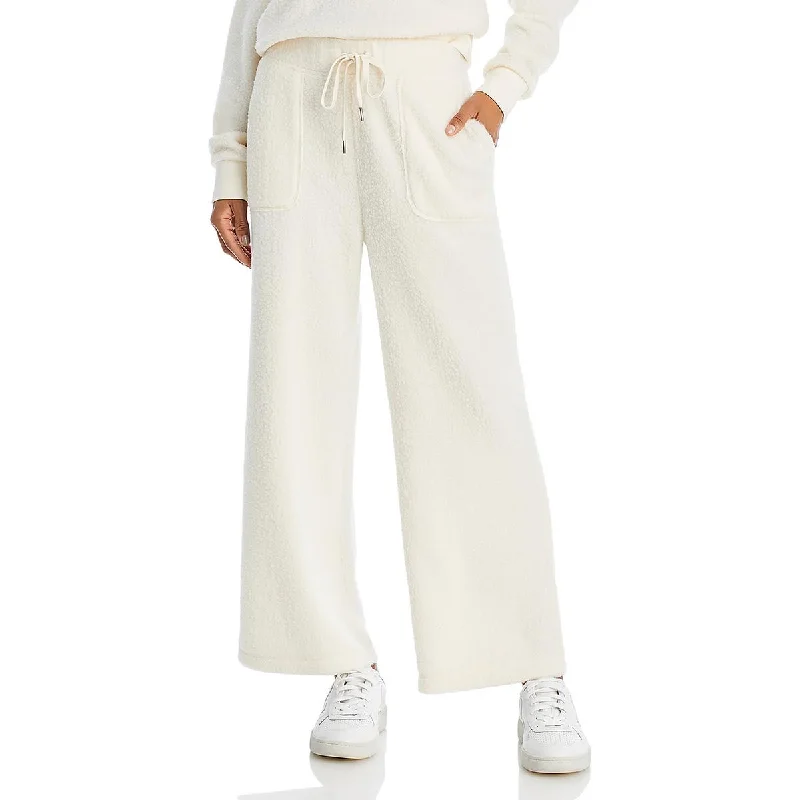 Aqua Womens Fuzzy Flare Sweatpants