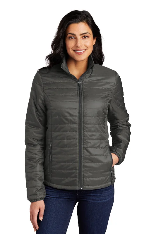 Port Authority Womens Water Resistant Packable Puffy Full Zip Jacket - Sterling Grey/Graphite Grey