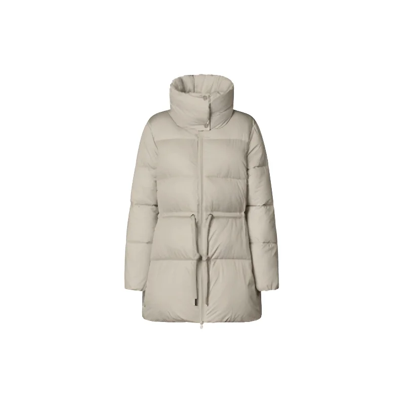 Woman's animal free puffer jacket Petunia in Rainy Beige