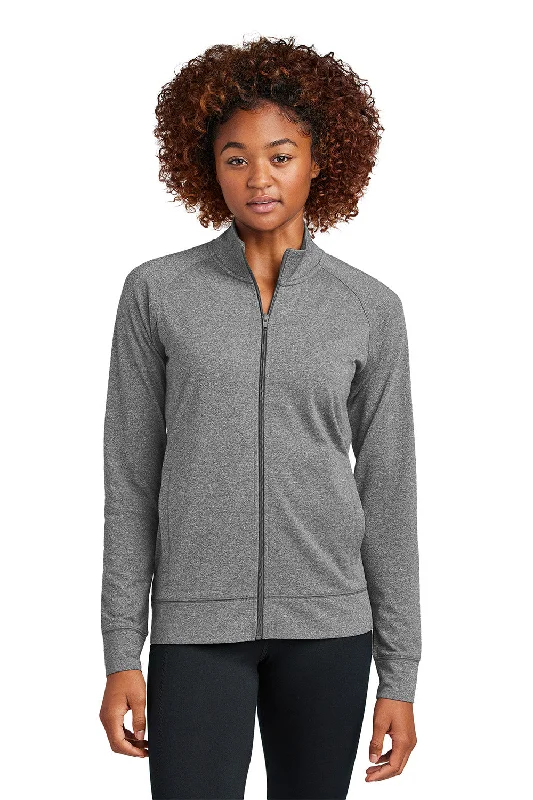 Sport-Tek Womens Sport-Wick Moisture Wicking Full Zip Cadet Jacket - Heather Charcoal Grey - New