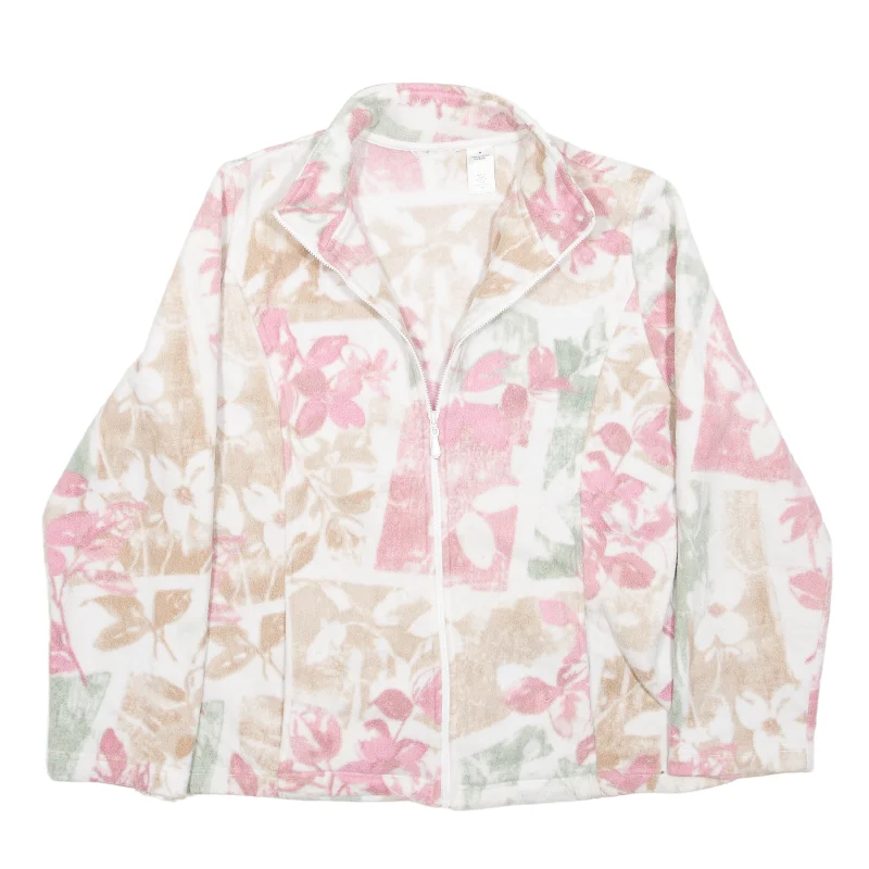 Fleece Jacket Pink 90s Floral Womens M