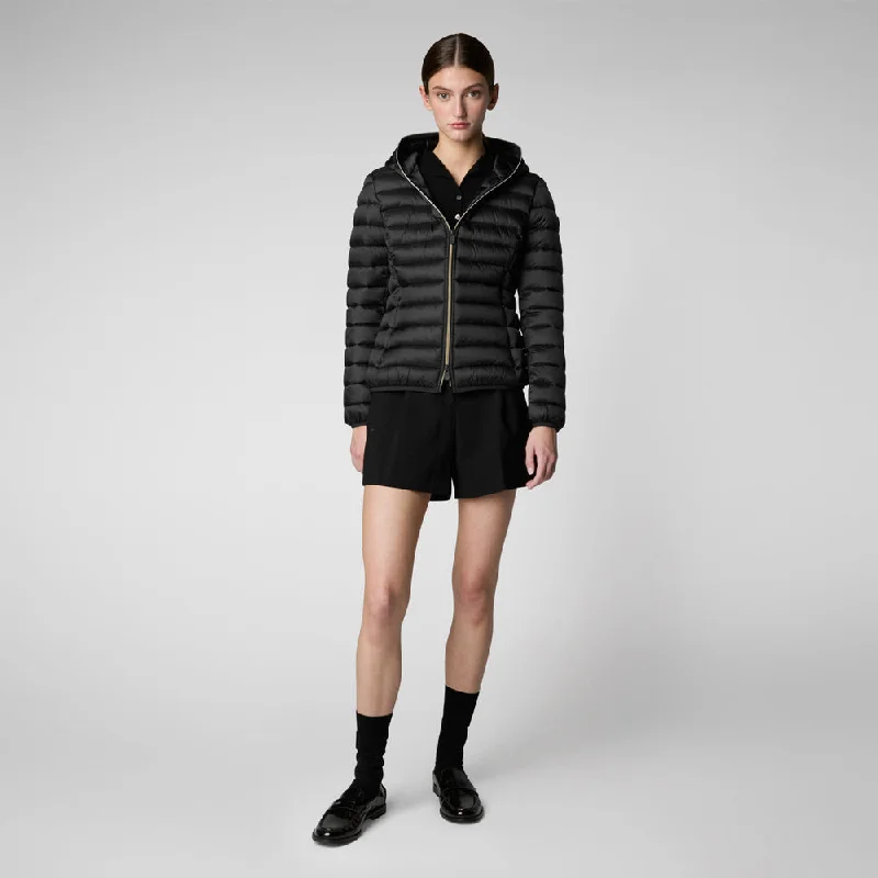 Woman's Alexis Hooded Puffer Jacket in Black