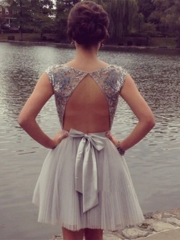 Short Backless Gray Prom Dresses,Graduation Dresses,Formal Dresses,Homecoming Dresses