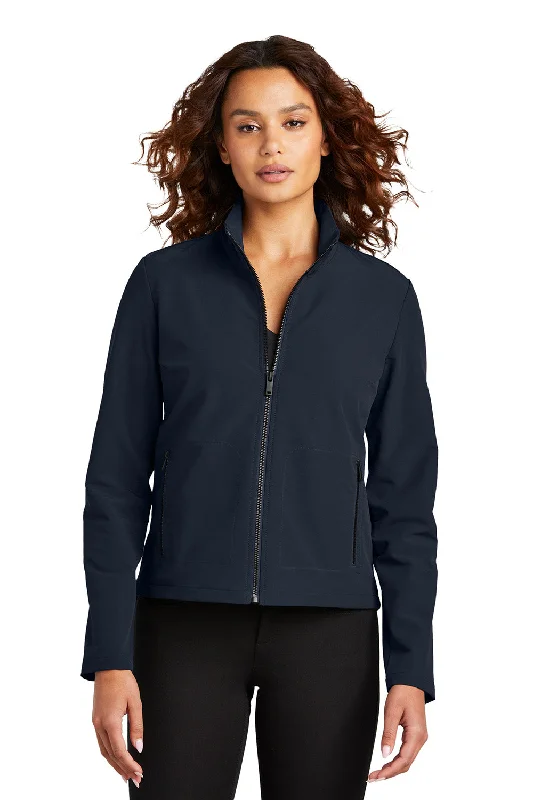 Mercer+Mettle Womens Water Resistant Soft Shell Full Zip Jacket - Night Navy Blue - New