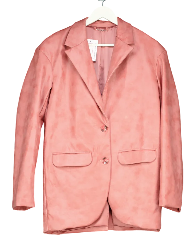 House of CB Warm Pink Vegan Leather Oversized Blazer UK 8